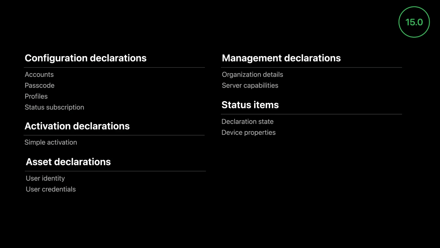 Meet declarative device managementのセッションで発表されたDeclarative Device Managementのサマリ