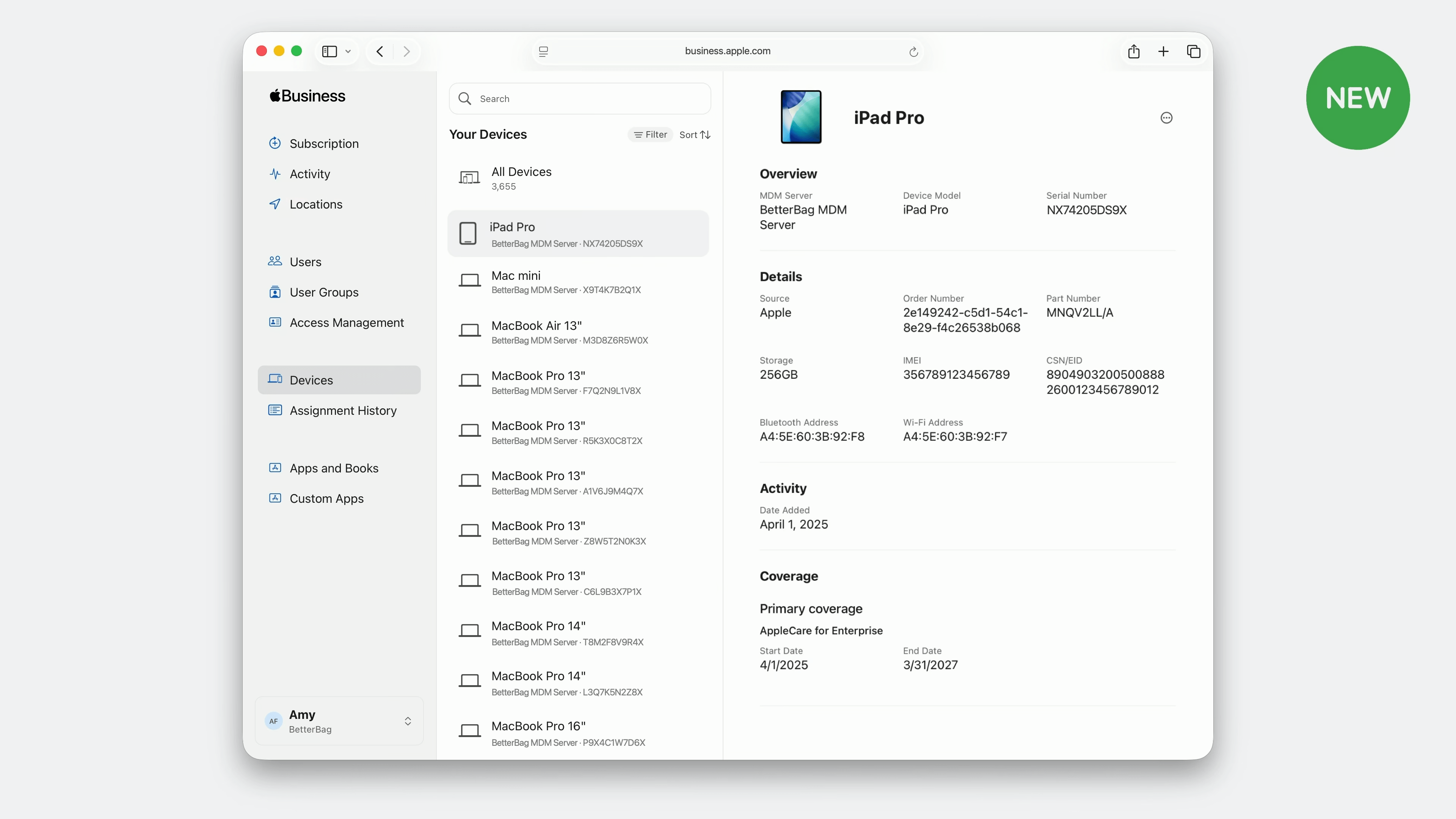 デバイスインベントリ情報の拡充のデモ画面