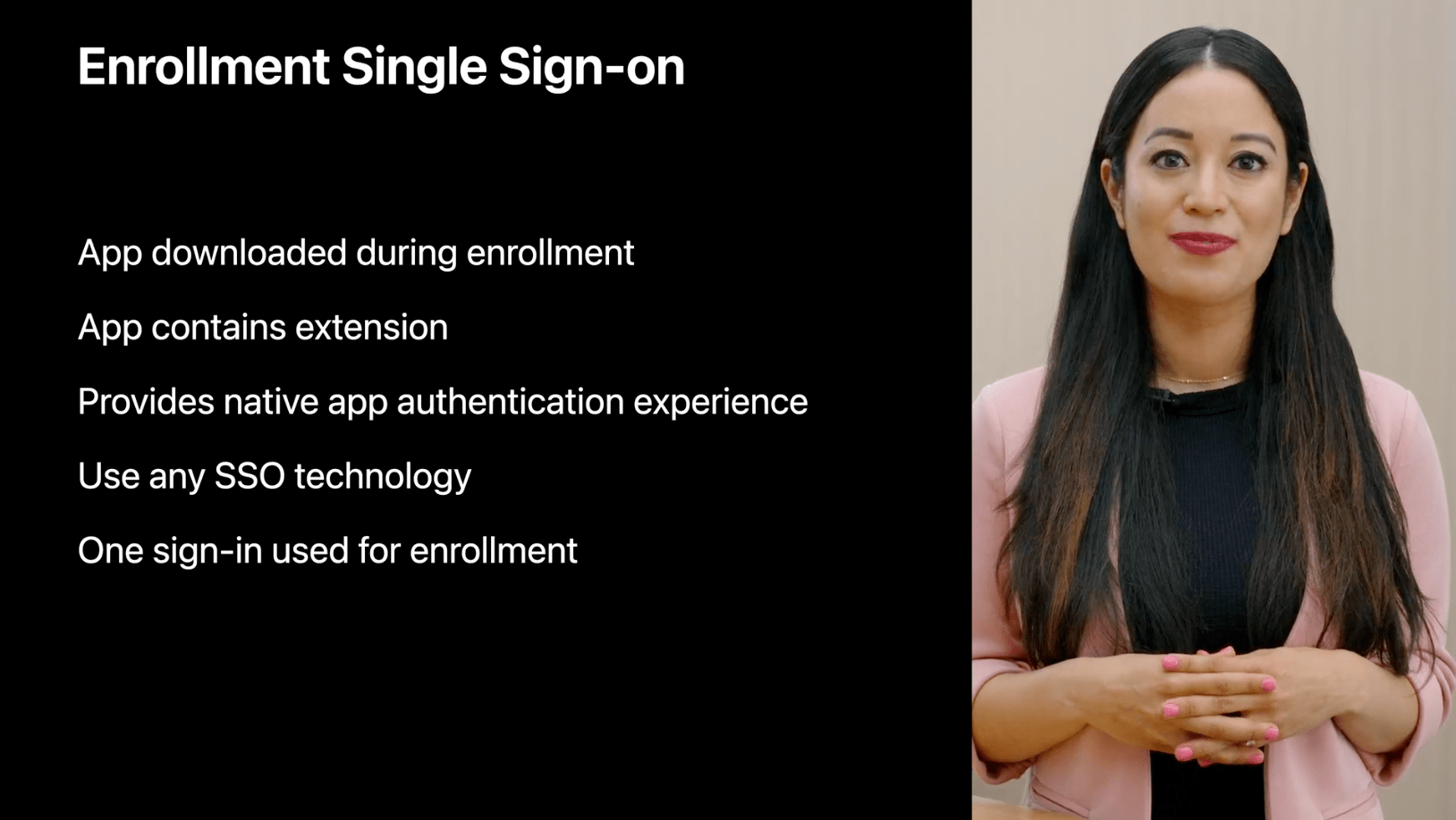 What’s new in managing Apple devicesのセッションで発表された、Enrollment Single Sign-on