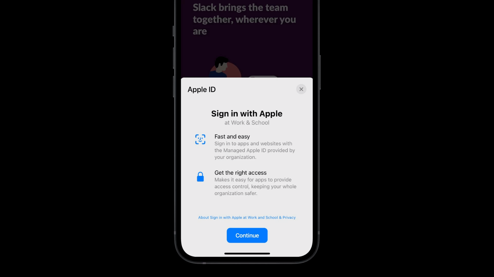 What’s new in managing Apple devicesのセッションで発表された、Managed Apple IDの「Appleでサインイン」サポート