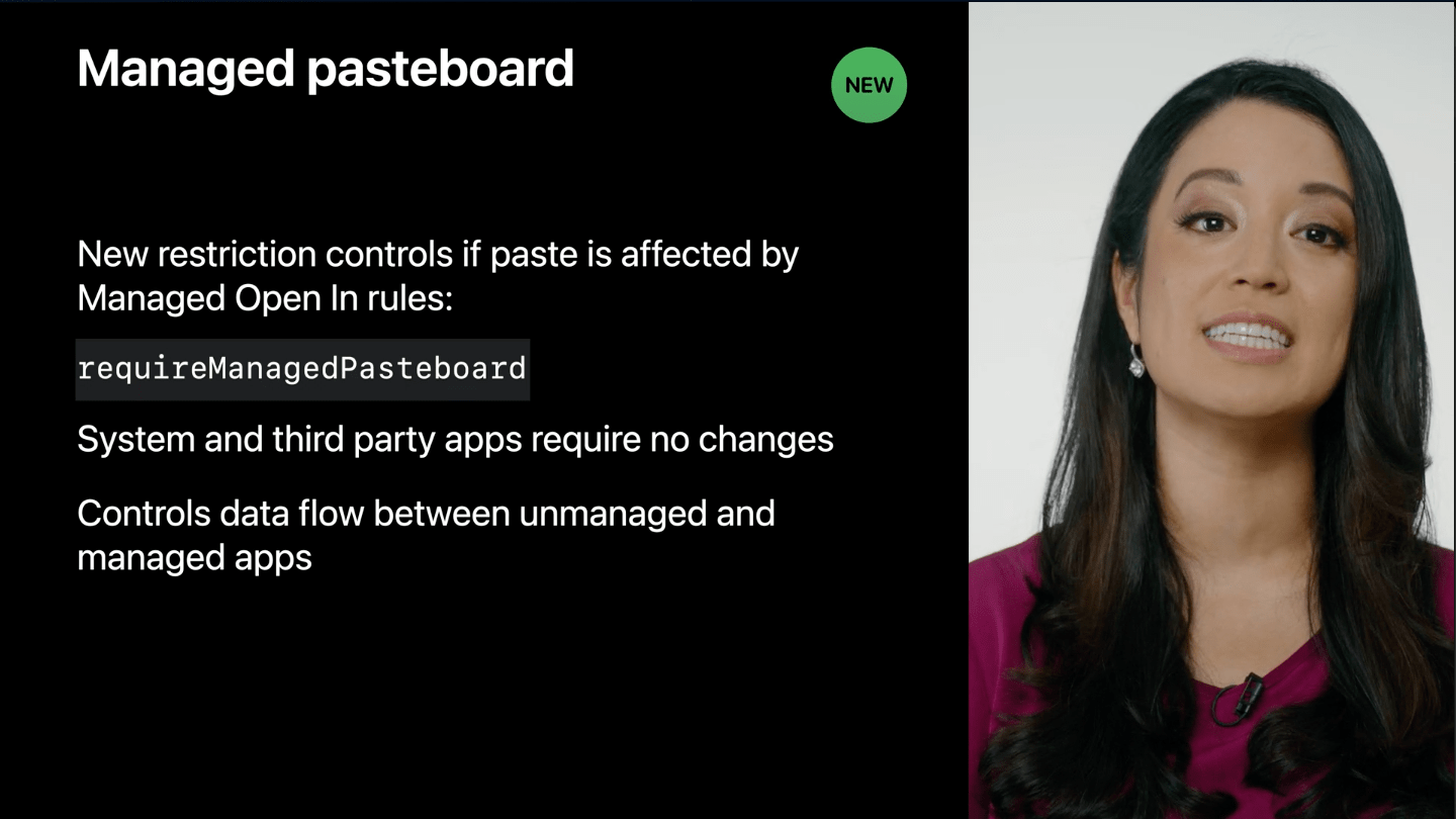 What’s new in managing Apple devicesのセッションで発表されたManaged pasteboard