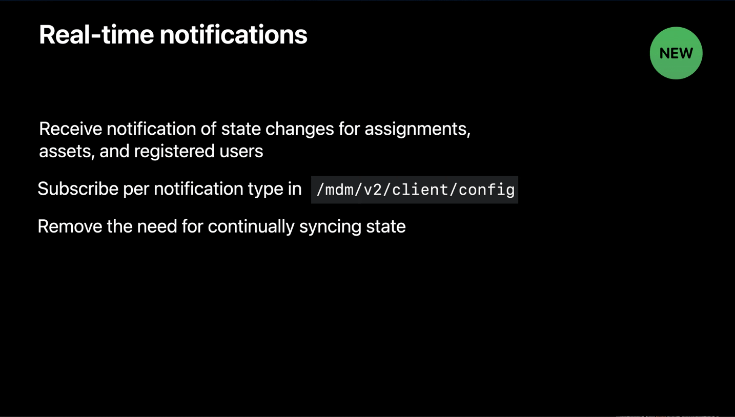 Improve MDM assignment of Apps and Booksのセッションで発表されたリアルタイムリアルタイム通知