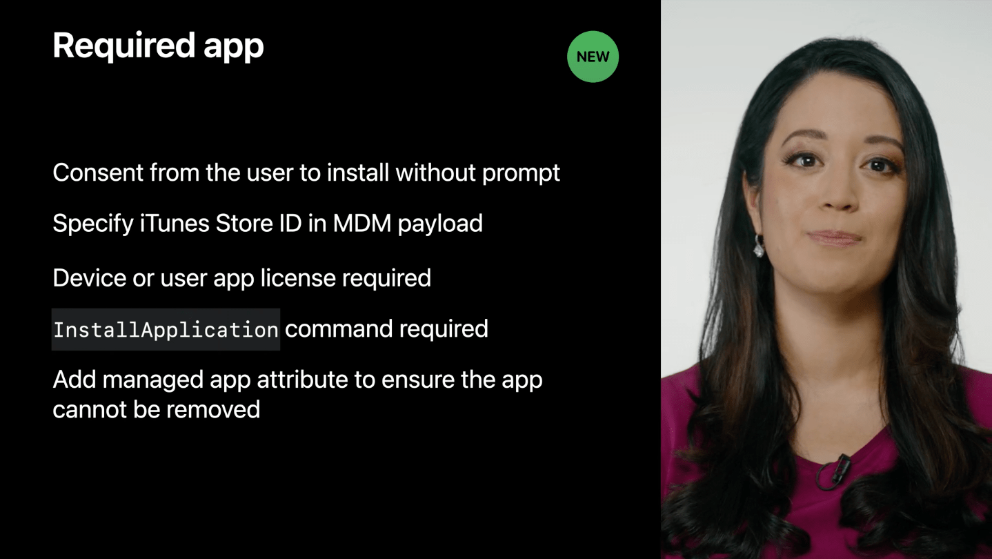 What’s new in managing Apple devicesのセッションで発表されたRequried app