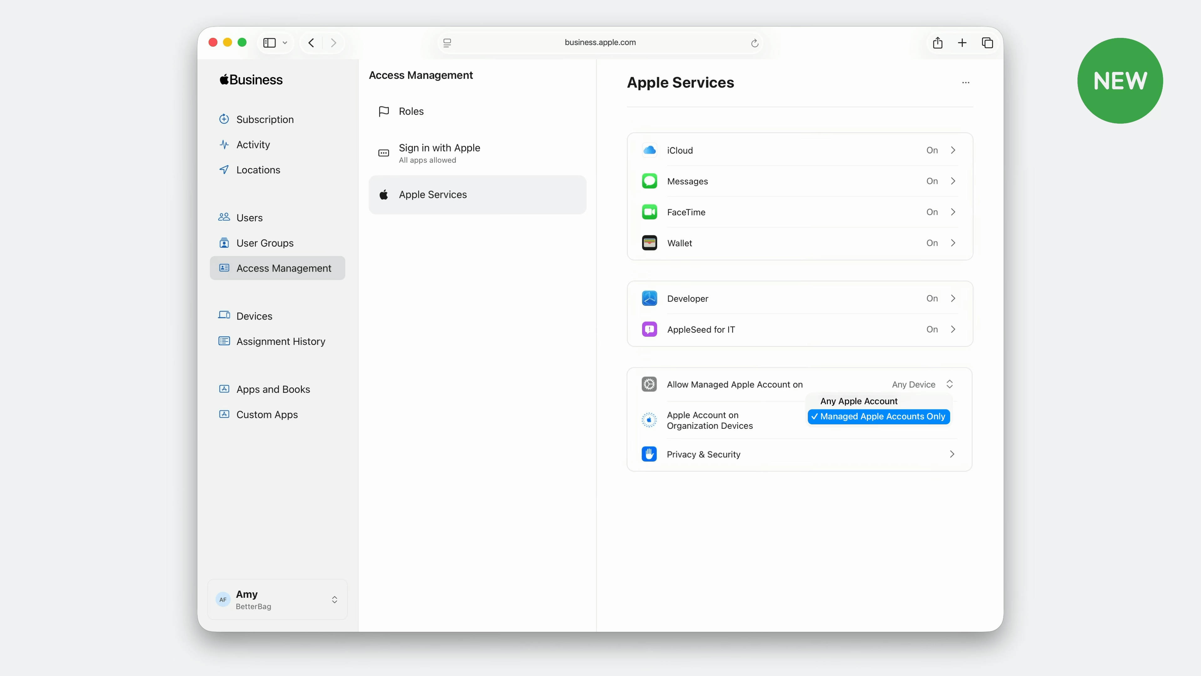 組織所有のデバイスへのApple Accountのサインイン制限