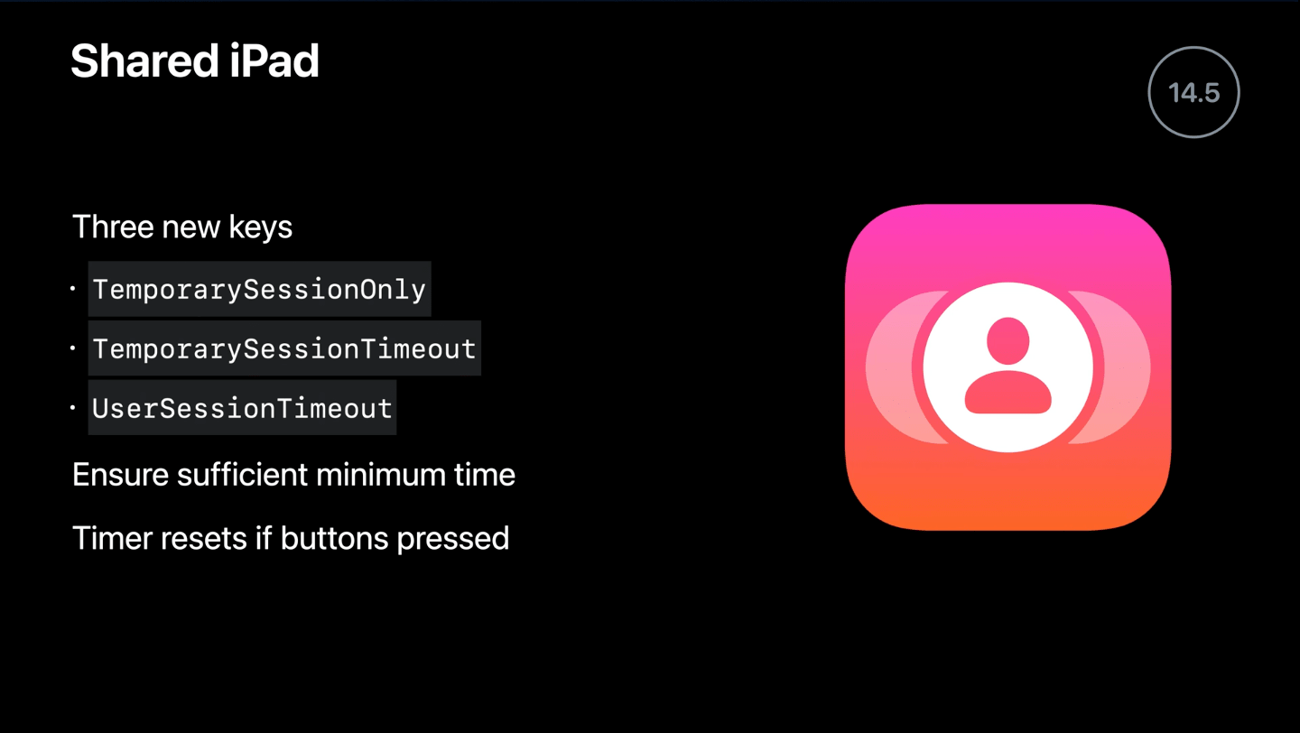 What’s new in managing Apple devicesのセッションで発表されたShared iPadの機能追加