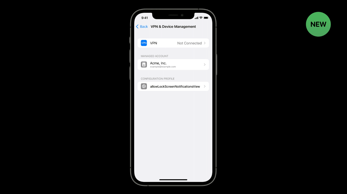 What’s new in managing Apple devicesのセッションで発表されたVPNとデバイスマネージメントの画面の統合